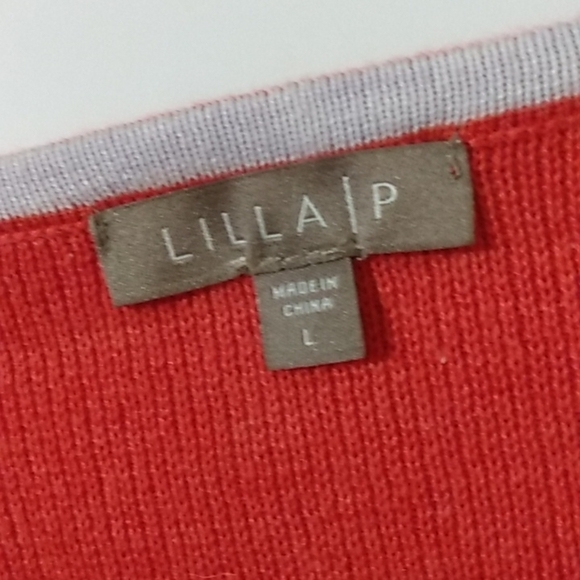 LILLA P SCOOP-NECK ORANGE 3/4 SLEEVE PULLOVER SWEATER SIZE LARGE EUC - Picture 2 of 6
